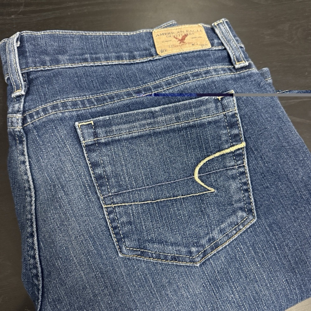 Vintage American Eagle Flared Hipster Jeans Women 12L 36x33 Bootcut Boho Y2K